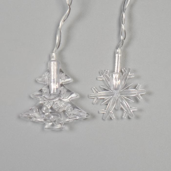 Гирлянда &laquo;Бахрома&raquo; 1.8 &times; 0.5 м с насадками &laquo;Ёлки и снежинки&raquo;, IP20, прозрачная нить, 48 LED, свечение мульти (RG/RB), мигание, 220 В