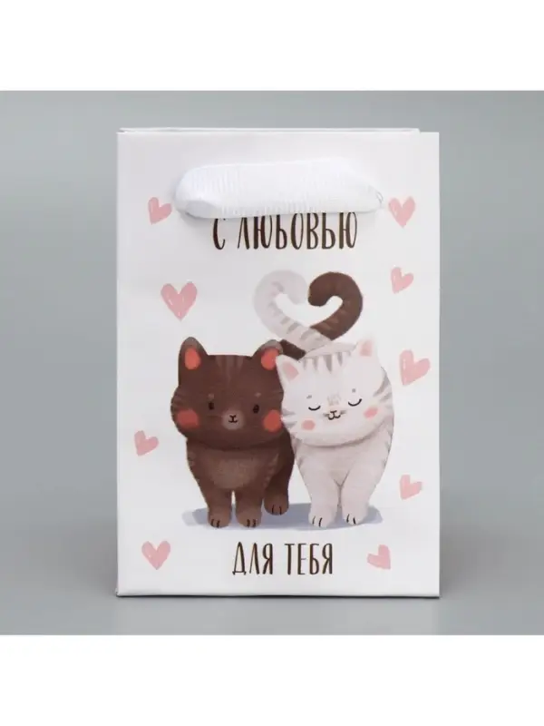 Пакет подарочный ламинированный, упаковка, &laquo;Котики&raquo;, 7&times;10&times;7 см
