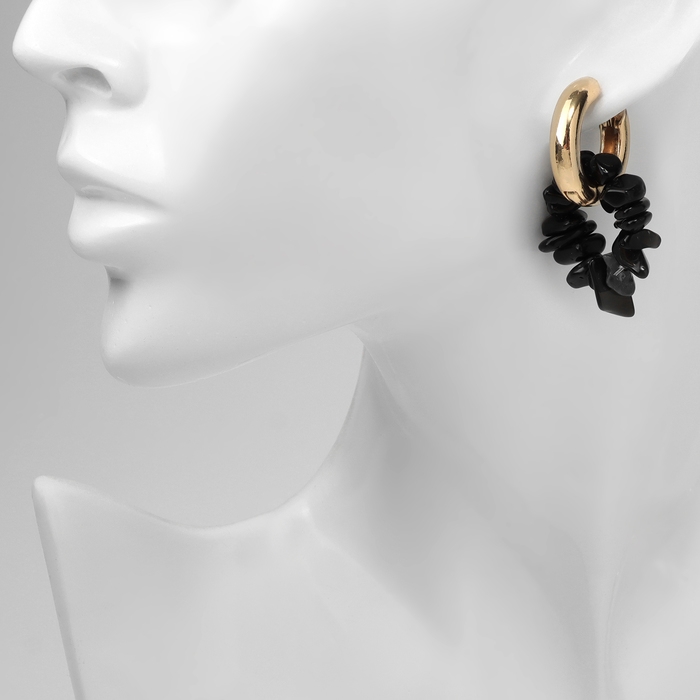 Серьги со съёмным элементом &laquo;Трансформер&raquo; клевер-сердце, цвет чёрный в золоте