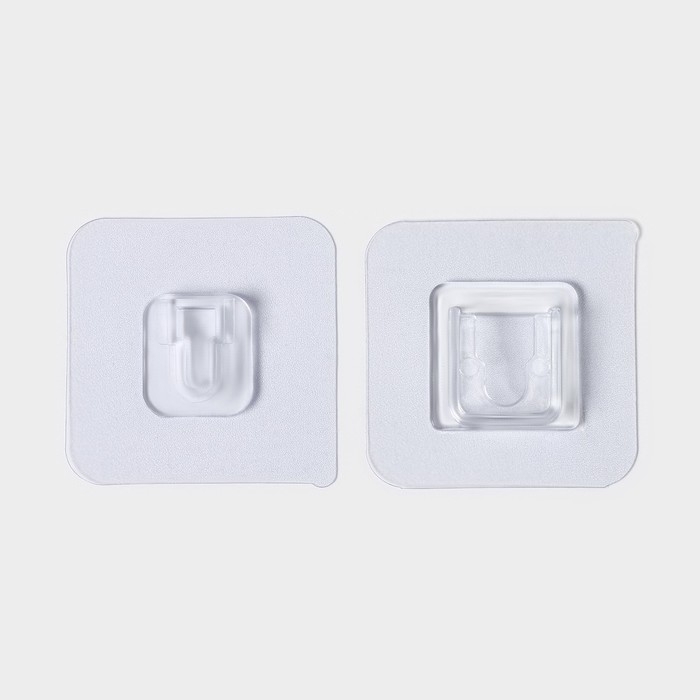 Крючки держатели двойные самоклеящиеся, набор 10 пар, 5,7&times;5,7&times;1см, цвет прозрачный