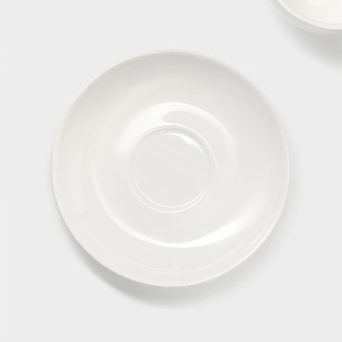 Чайная пара фарфоровая Magistro &laquo;Бланш&raquo;, 2 предмета: чашка 280 мл, блюдце d=15 см, цвет белый