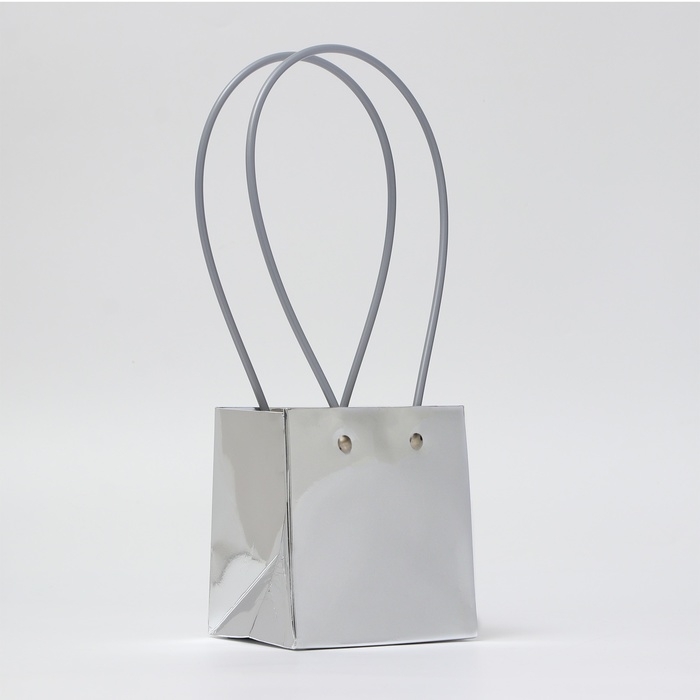 Сумка для цветов серебро, влагостойкая, 13х12х12 см