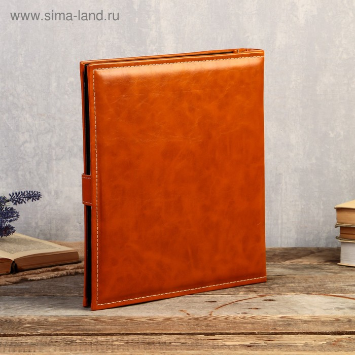 Фотоальбом на 500 фото 10х15 см "С застёжкой - карамель" кожзам, чёрные листы 38,5х34,5х6 см   46287