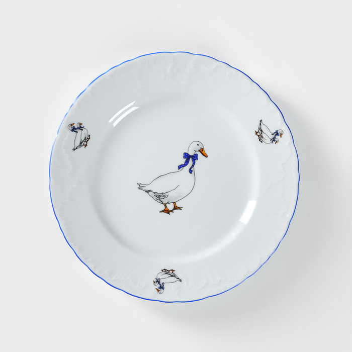 Тарелка &laquo;Рококо. Гуси&raquo;, d=25 см, белая, фарфор, МИКС