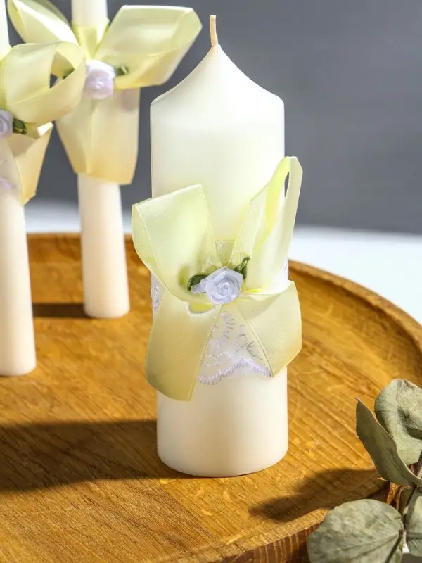 Свечи свадебные "Пышный" набор 3 шт (16 см + 2 шт по 18 см), шампань