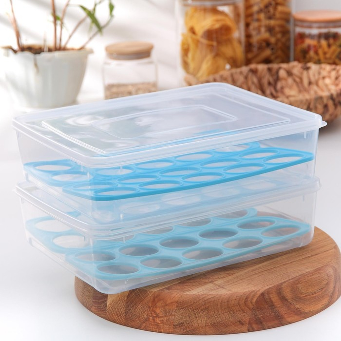 Контейнер для хранения яиц Доляна, 20 ячеек, 27,5&times;22&times;7 см, цвет МИКС