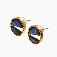 Серьги &laquo;Галиотис&raquo; круг, зелёные в золоте