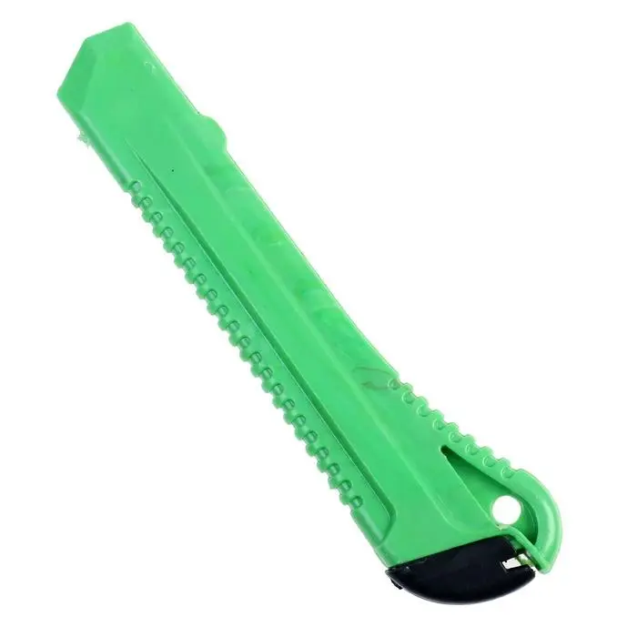 Нож канцелярский, лезвие 18 мм, корпус пластик, фиксатор, блистер, МИКС