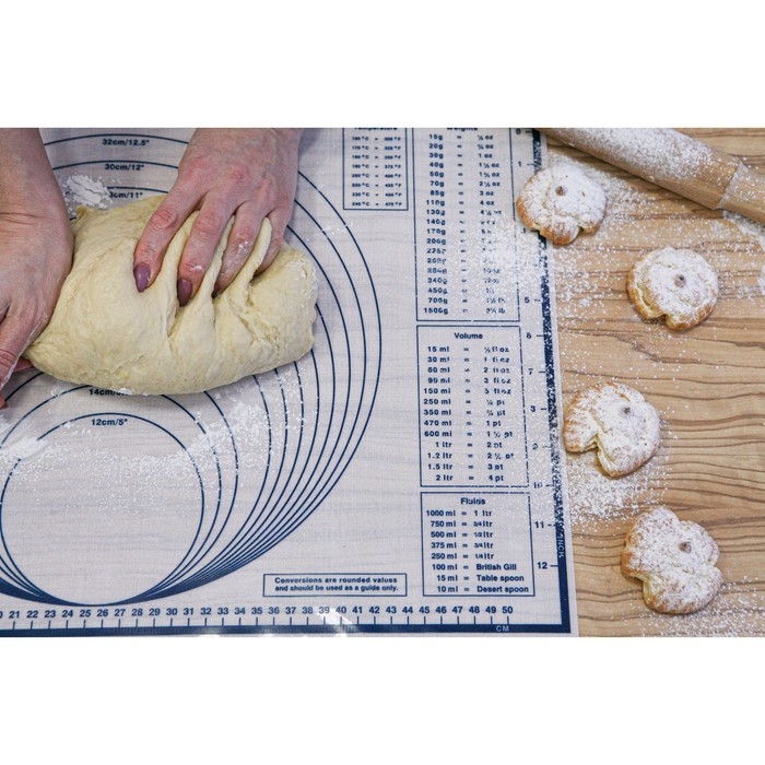 Коврик для выпечки и раскатки теста с разметкой, армированный, силикон, 59&times;38,5 см, белый