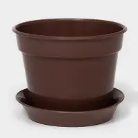 Горшок для цветов с поддоном &laquo;Доляна&raquo;, 1 л, пластиковый, коричневый