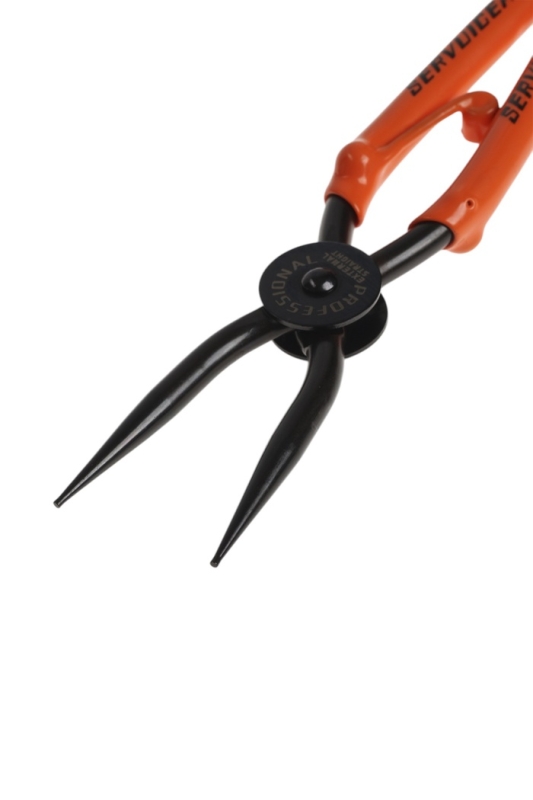 Съемник внешних стопорных колец ТУНДРА, удлиненные прямые губки на разжим, 190 мм