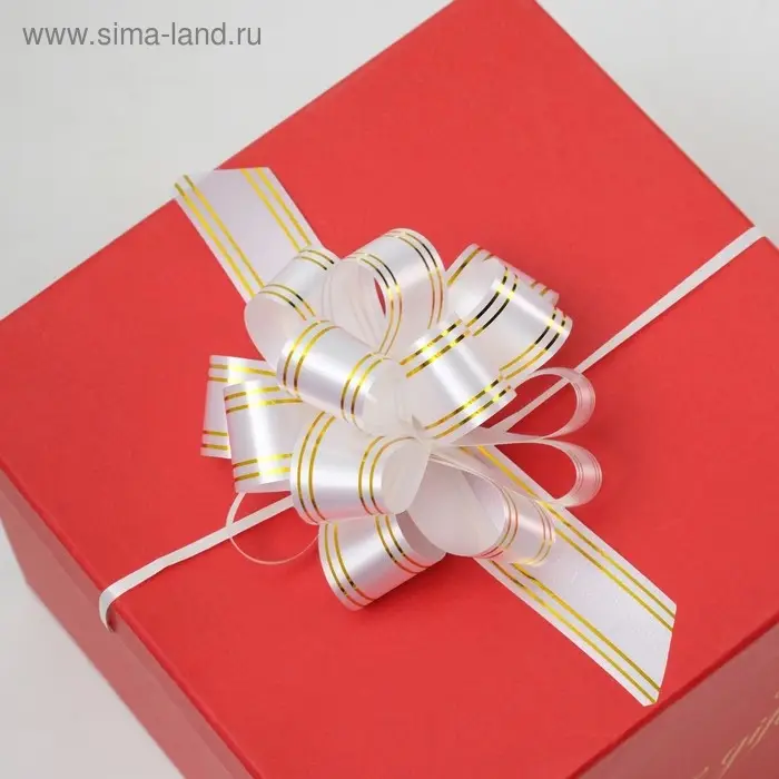 Бант - шар № 3 золотая полоса, белый