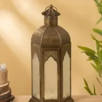 Подсвечник фонарь "Золотой шатёр" железо 20х20х42 см