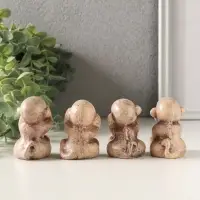Статуэтки набор 4 шт "Обезьянки" высота 6 см, слоновая кость 10970272
