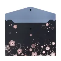 Папка-конверт на кнопке формат А4 180мкр блестящая МИКС Цветы на черном  (штрихкод на штуке)   10843