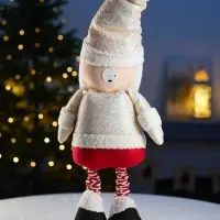 Фигура текстиль &laquo;Дед Мороз&raquo; 55-84 см, телеск-е ножки, 1LED, LR1130х3 (в компл.), Т/БЕЛЫЙ