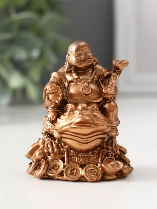 Фигура &laquo;Хотей на жабе&raquo;, 7&times;5.5&times;5.5 см, бронза