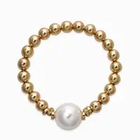 Браслет "Стильный жемчуг" (набор 5шт), №8/16, цвет белый в золоте