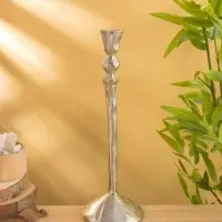 Подсвечник "Вормик" алюминий 39 см, цв. серебро