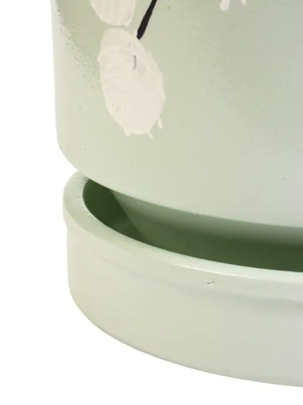 Горшок цветочный с поддоном 3,4 л, керамика "Листья" (М)