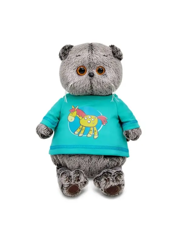 Мягкая игрушка "Кот Басик в лонгсливе с лошадкой", 22 см Ks22-295
