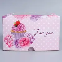 Коробка для капкейков, кондитерская упаковка с окном, 4 ячейки &laquo;Пионы&raquo;, 16 х 16 х 10 см