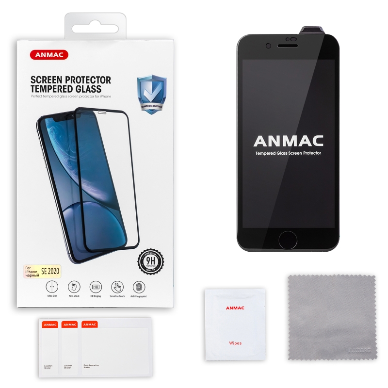Защитное стекло IPh SE(2020) 3D ANMAC черное усиленное Арт.1137214