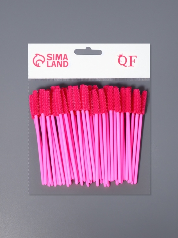 Щёточки для бровей и ресниц, силиконовые, набор - 50 шт, 10,5 см, цвет розовый