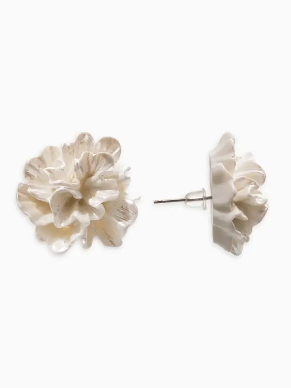Серьги "Цветок бархатец", цвет белый перламутр