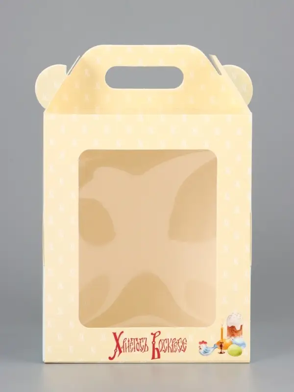 Коробка подарочная пасхальная с окном, с фронтальной загрузкой &laquo;Верба&raquo; 15&times;15&times;18 см