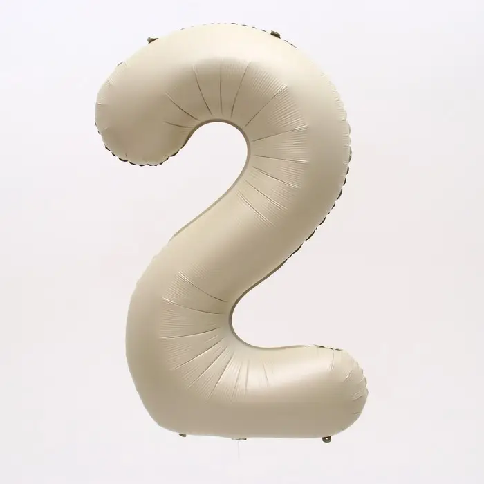 Шар фольгированный 40" Цифра 2, цвет &laquo;Взбитые сливки&raquo;