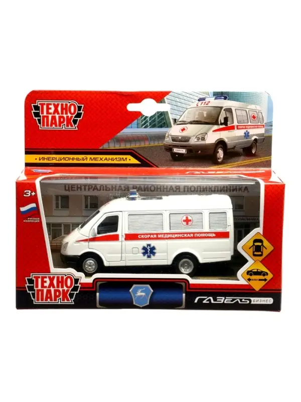 Машина металл. &laquo;ГАЗ-3221 &laquo;ГАЗель&raquo; Скорая помощь&raquo; 12,2 см, инерц, в кор.