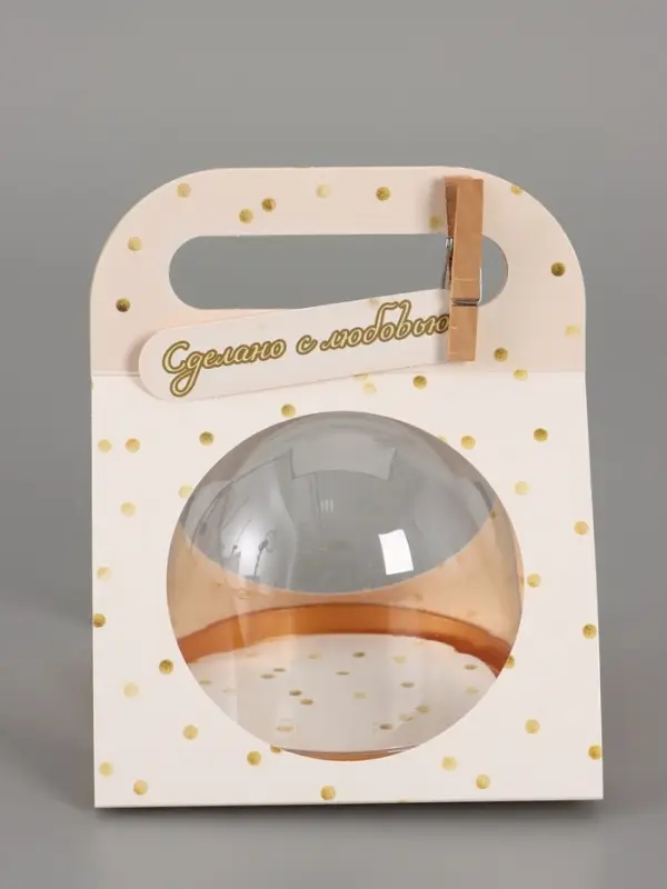 Коробка с куполом "Горошек бежевый" 11,5 х 12 х 15,5 см