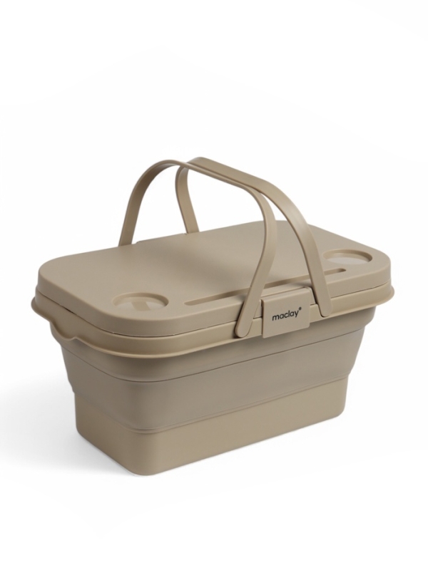 Корзина - столик Maclay 2 в 1, складная, 47 х 28,5 х 23,5 см, стол 45 х 28 х 16 см, бежевая