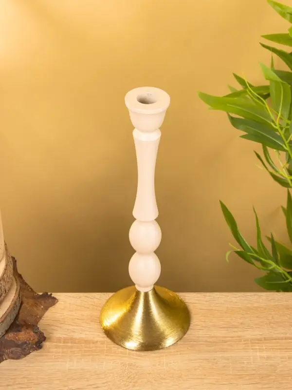 Подсвечник на 1 свечу "Бежевый" 10,5х10,5х30 см