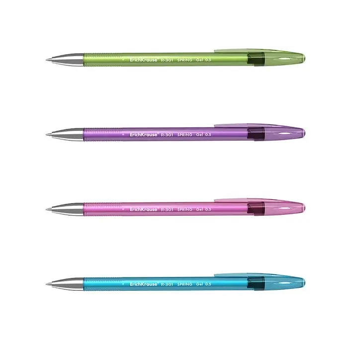 Ручка гелевая ErichKrause R-301 Spring Gel Stick, узел 0.5 мм, чернила чёрные, длина линии письма 600 метров, МИКС