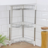 Этажерка настольная угловая 3-х секционная, 38,5&times;27,5&times;54,5 см, цвет хром