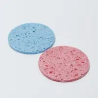 Спонж для умывания, набор - 2 шт., d=8 см, розовый/синий