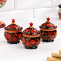 Набор специй &laquo;Земляничка&raquo;, средний, 15&times;15&times;6 см, хохлома