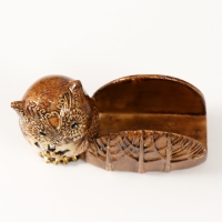 Сувенир полистоун визитница "Совушка в лесу" 10,5х4,5х7,5 см