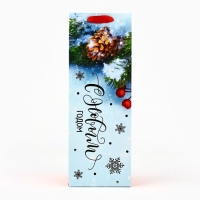 Пакет подарочный новогодний ламинированный под бутылку &laquo;Снежный лес&raquo;, 13 x 36 x 10