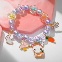 Браслет детский &laquo;Выбражулька&raquo; зайчик с морковкой, цветной в золоте