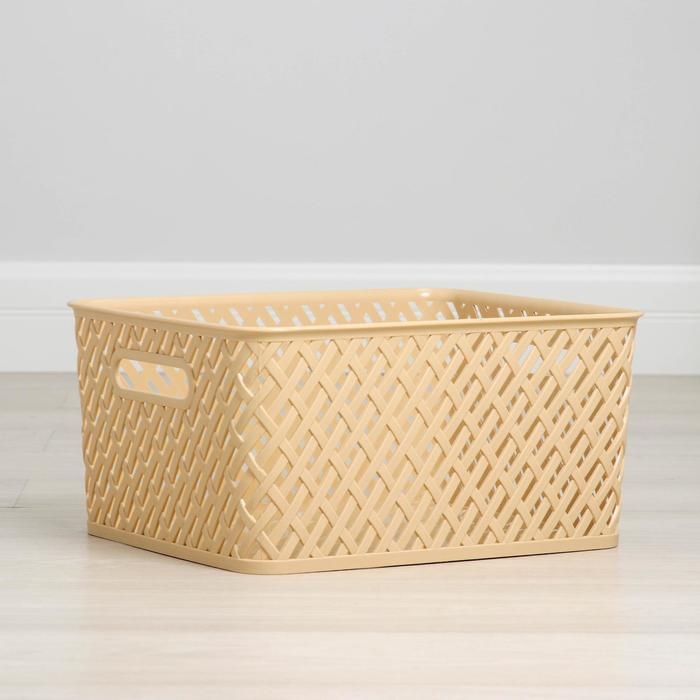 Корзина для хранения &laquo;Плетёнка&raquo;, 35&times;29&times;17,5 см, бежевая