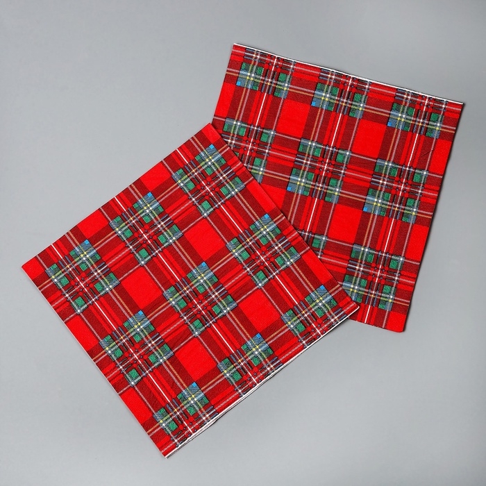 Новый год! Салфетки бумажные &laquo;Клеточка&raquo;, в наборе 20 шт.