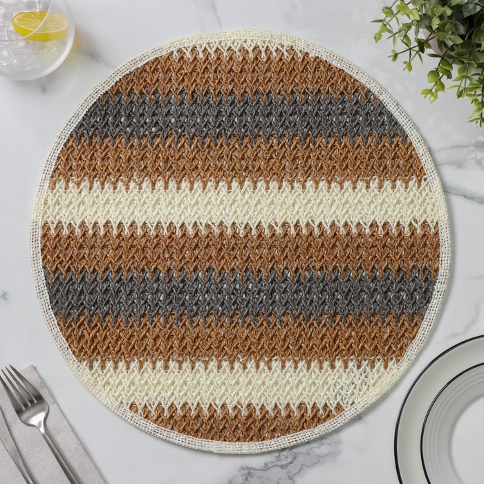 Салфетки сервировочные на стол Доляна Vincula, d=38 см, цвет коричневый