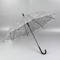 Зонт - трость полуавтоматический &laquo;Газета&raquo;, 8 спиц, R = 47/54 см, D = 108 см, цвет серый