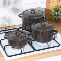 Набор эмалированных кастрюль &laquo;Гранит&raquo;, 3 предмета: 1,5 л, 3 л, 4,5 л, цвет коричневый