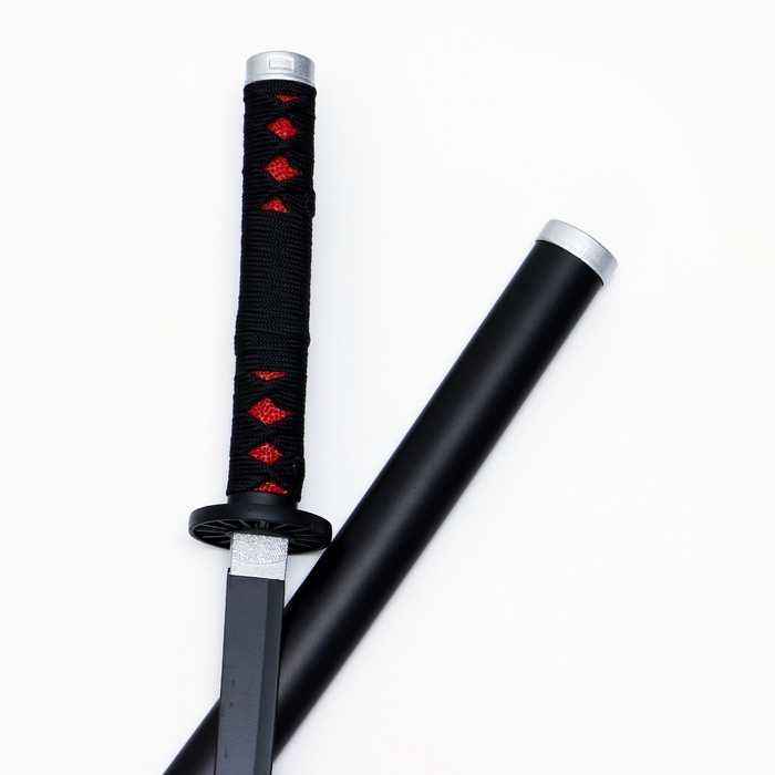 Сувенирное оружие "Катана Танзи" 75 см, клинок 48 см, чёрная, на подставке