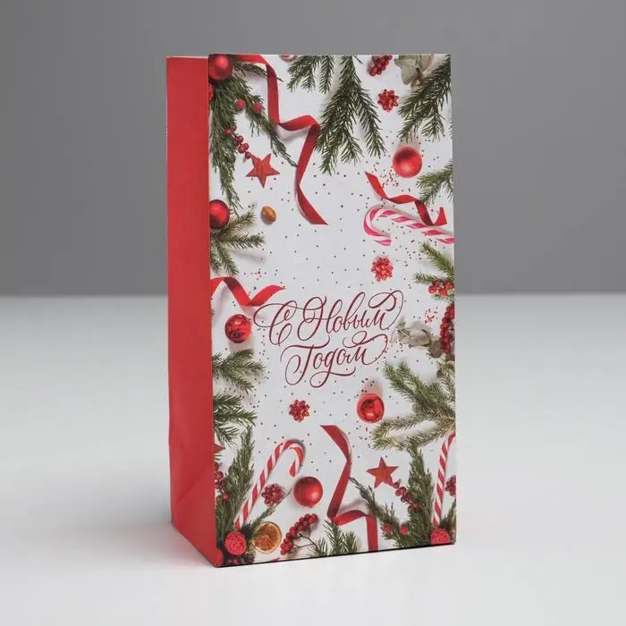 Пакет без ручек &laquo;С Новым Годом!&raquo;, 10 х 19.3 х 7 см
