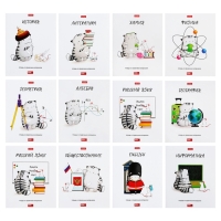 Комплект предметных тетрадей 48 листов, 12 предметов Hatber &laquo;Приключения кота Пирожка&raquo;, обложка мелованная бумага, с интерактивным справочником,...